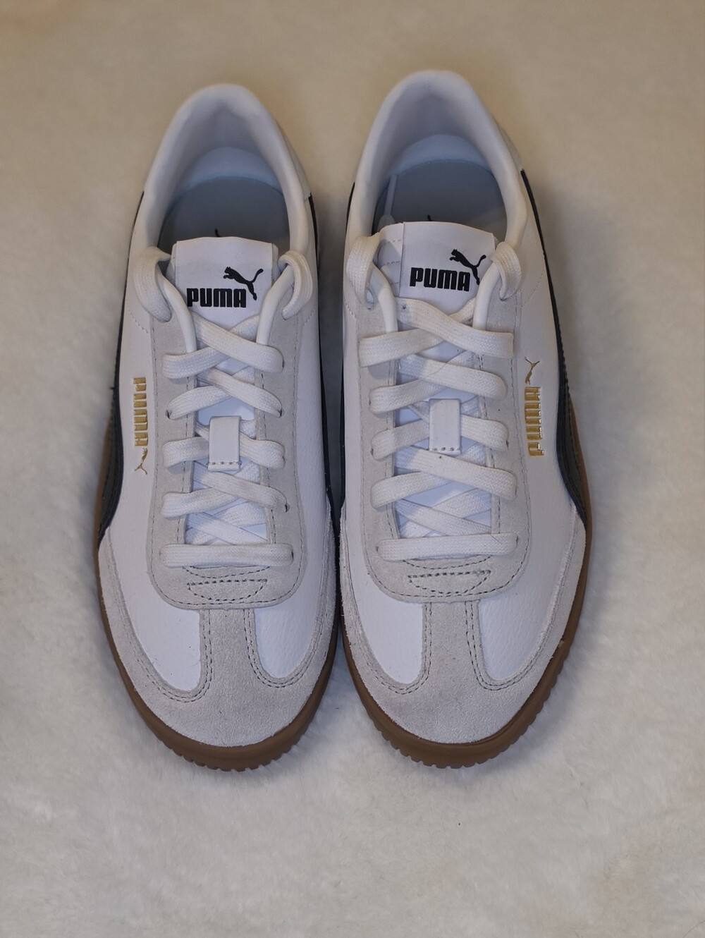 Puma White, Gray & Brown Retro Low-Top Sneakers